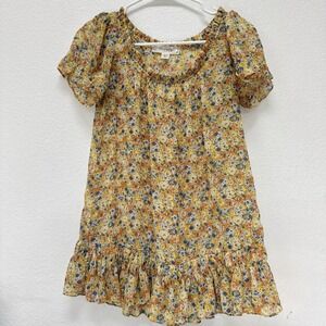 Decree Polyester Floral Babydoll Style Blouse Size Medium‎ Yellow